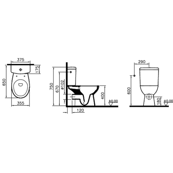 Унитаз-компакт Vitra S10 SmoothFlush c сиденьем микролифт (9864B003-7201)