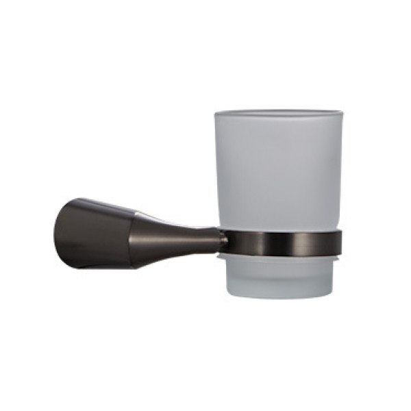 Стакан Fashun из матового стекла L=137 мм H=96 мм PVD цинк. сплав + сталь графит (A1806-17)