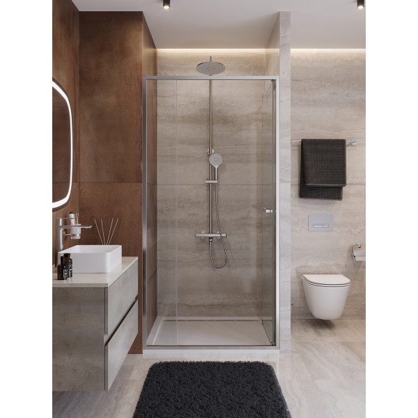 Душевая дверь Cezares Lux 100x195 стекло прозрачное, профиль хром (LUX-B-FS-11-100-C-CR)