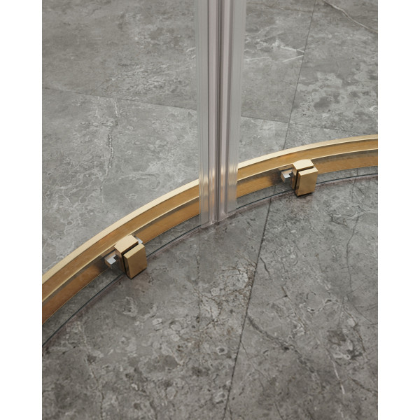 Душевой уголок Cezares Molveno 110x90x195 стекло прозрачное, профиль брашированное золото (MOLVENO-RH-2-110/90-C-BORO-IV)