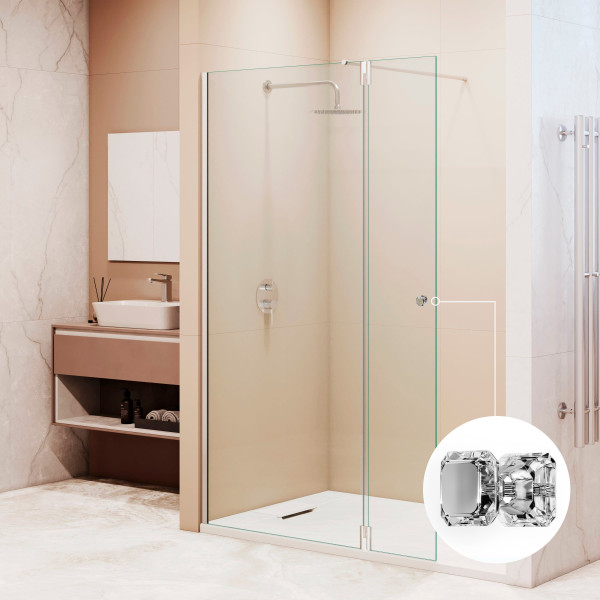 Душевая перегородка RGW WA-054B (WA-010B + Z-072B) 700 стекло прозрачное, профиль черный (351005403-11)