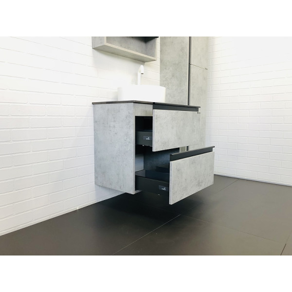 Тумба подвесная с раковиной Comforty Эдинбург 600x400x705 дуб светлый/черный (00-00005701)