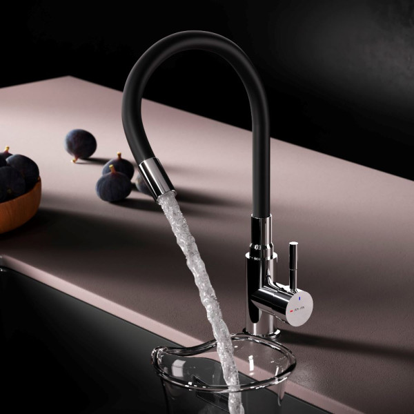 Смеситель для кухни AM.PM X-Joy S с гибким изливом черный/хром (F85B07602)
