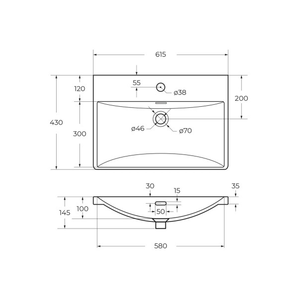 Раковина мебельная BelBagno 61x43 белая глянцевая (BB-8076-3-60)