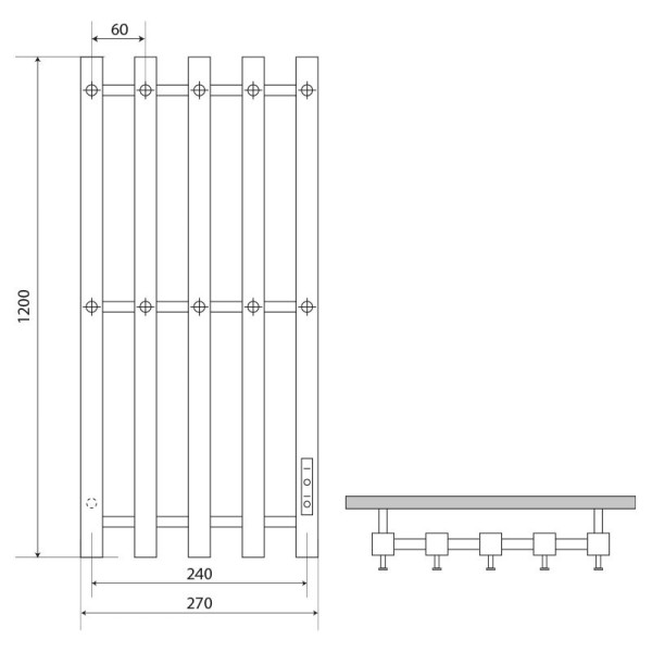 Полотенцесушитель электрический Melodia Etude Electro Ferrum 1200х270 П5 10 крючков графит (MTREEF12027gt)