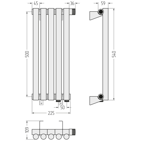 Радиатор стальной Сунержа Эстет 225x500 5 секций белый матовый (30-0311-5005) Радиатор стальной Сунержа Эстет 225x500 5 секций белый матовый (30-0311-5005)