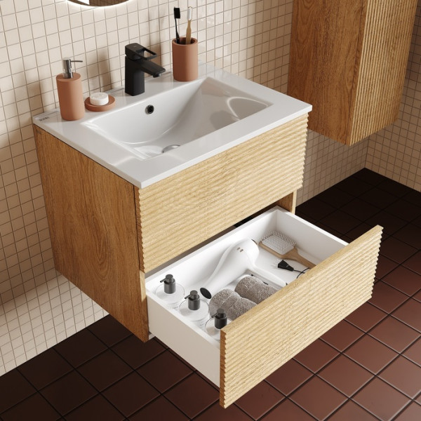 Тумба с умывальником подвесная Iddis Bild 60x45,2 дуб светлый (BIL60V0i95K)