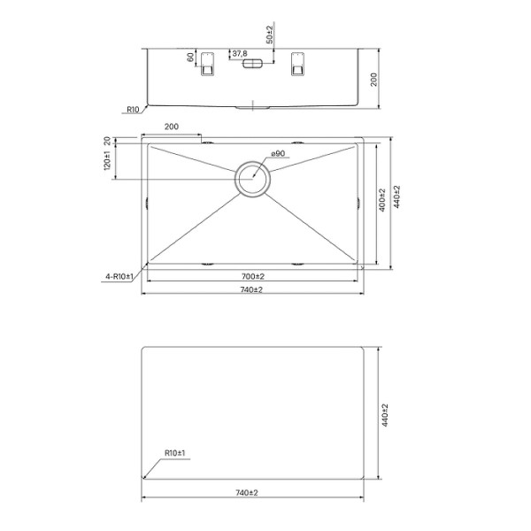 Мойка для кухни врезная Iddis Edifice 772x442x200 хром (EDI74G0i77)