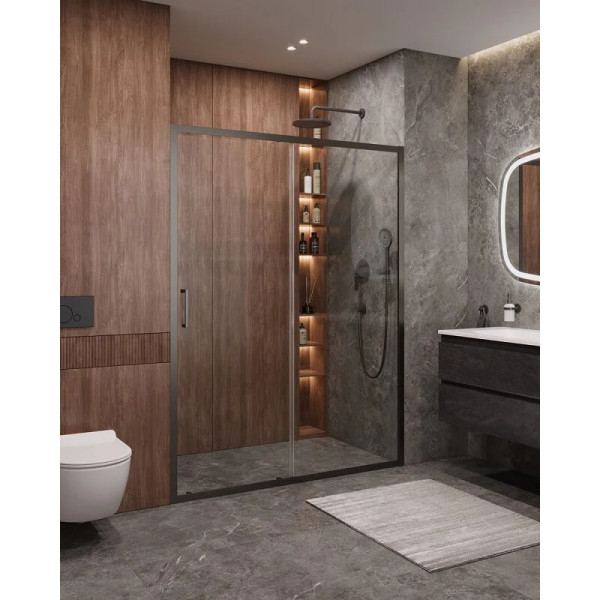 Душевая дверь Cezares Molveno 150x195 стекло прозрачное, профиль оружейная сталь (MOLVENO-BF-1-150-C-GM-IV)