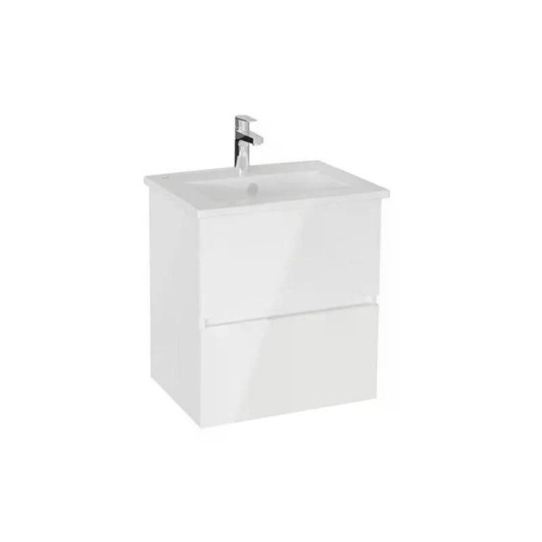 Тумба подвесная Vitra Mia Plus Square с 2 ящиками с раковиной 60 см цвет белый глянец (69730)