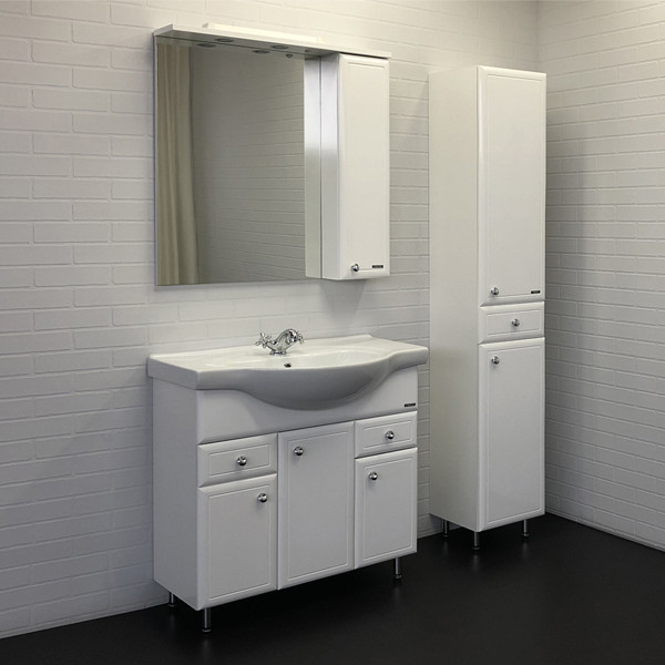 Шкаф зеркальный Comforty Сочи 840x820x155 белый глянцевый (00-00001350)