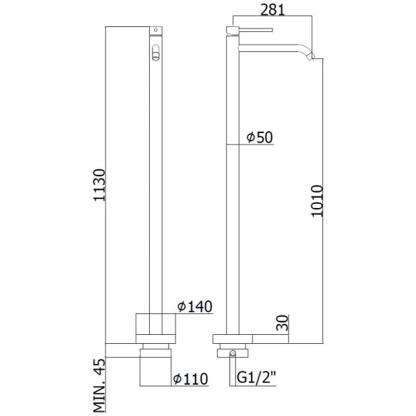 Смеситель напольный Paffoni Light черный (LIG031NO)
