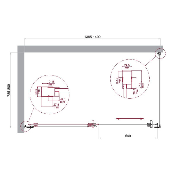 Душевой уголок BelBagno Luce 140x80x195 стекло прозрачное, профиль хром (LUCE-AH-1-140/80-C-Cr)