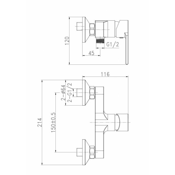 Смеситель для душа Cersanit Brasko черный (А63109)