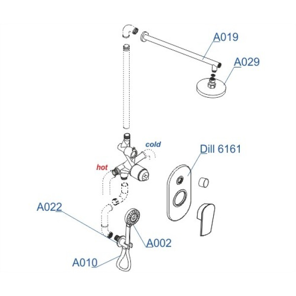 Смеситель для душа WasserKRAFT Dill  Хром (A16629)