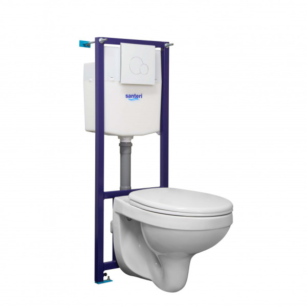 Комплект инсталляция с унитазом Santeri Альфа комфорт с сиденьем микролифт, с панелью смыва белая (1.3816.4.S00.00B.2) Комплект инсталляция с унитазом Santeri Альфа комфорт с сиденьем микролифт, с панелью смыва белая (1.3816.4.S00.00B.2)