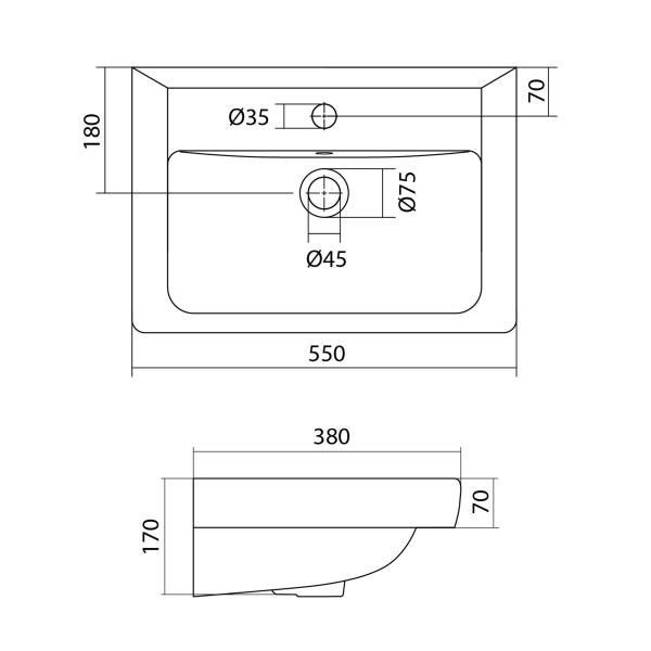 Раковина встраиваемая Santek Тигода 55 (1WH302127)
