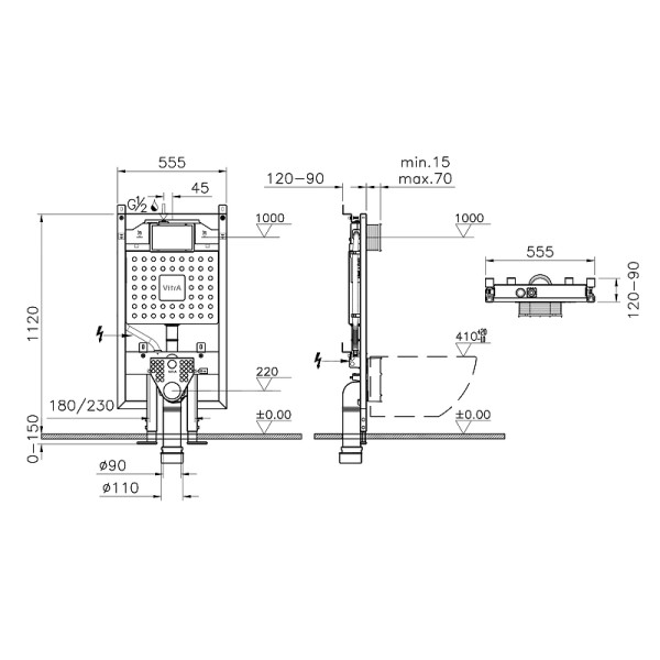 Инсталляция для подвесного унитаза Vitra V8 (768-5800-01) Инсталляция для подвесного унитаза Vitra V8 (768-5800-01)