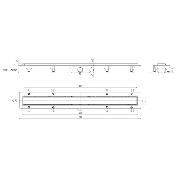 Лоток душевой 850 мм. АНИ СУХОЙ "Мол" (реш. под плитку, боковой слив D40, сухой затвор) АНИ пласт (TLQ1085) Лоток душевой 850 мм. АНИ СУХОЙ "Мол" (реш. под плитку, боковой слив D40, сухой затвор) АНИ пласт (TLQ1085)
