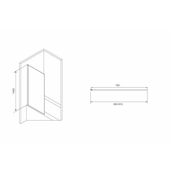 Душевая шторка для ванн Abber Immer Offen 80x140 стекло прозрачное, профиль черный (AG71080B)