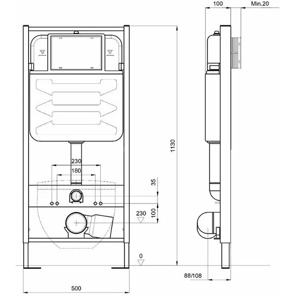 Инсталляция с унитазом Aquatek Европа рама Standard INS-0000012(без клавиши и крепежа)+унитаз Европа AQ1901-00 с тонким сиденьем soft-close