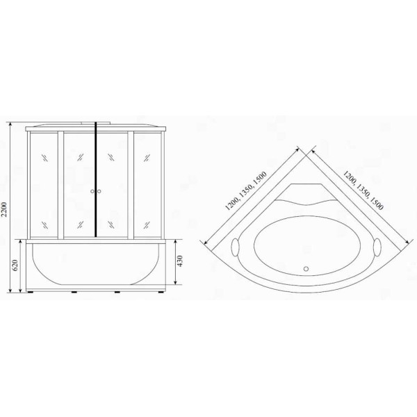 Кабина гидромассажная Timo Standart 1350*1350*2200 высокий поддон (T-1135) Кабина гидромассажная Timo Standart 1350*1350*2200 высокий поддон (T-1135)