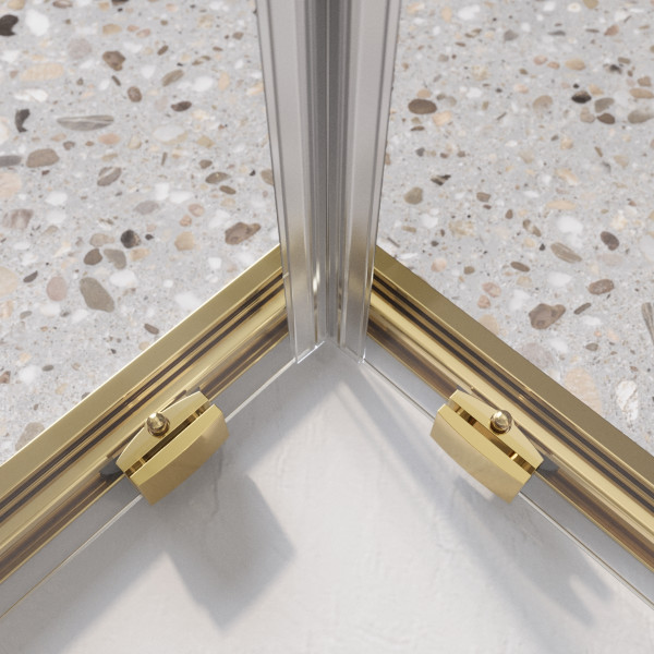 Душевой уголок BelBagno Luce 90x90x195 стекло прозрачное, профиль золото глянцевое (LUCE-A-2-90-C-ORO)