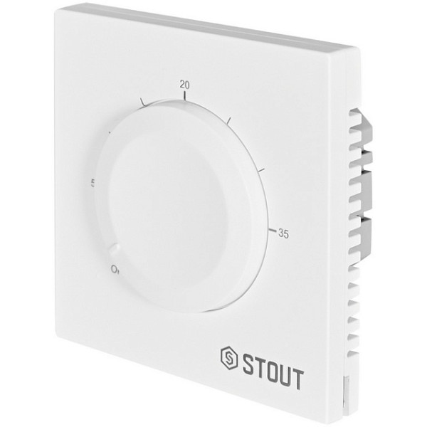 Терморегулятор Stout для теплого пола 16А 230В белый (STE-2001-110710) Терморегулятор Stout для теплого пола 16А 230В белый (STE-2001-110710)