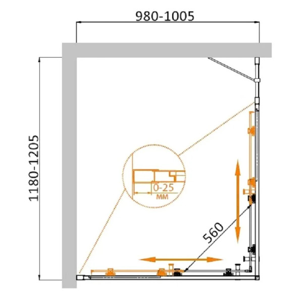 Душевой уголок Cezares Molveno 120x100x195 стекло прозрачное, профиль брашированное золото (MOLVENO-AH-21-100+20-C-BORO-IV)