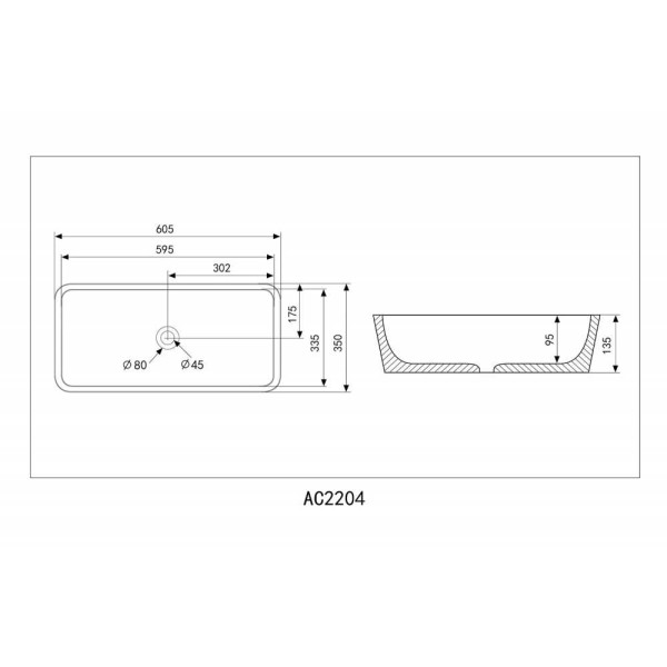 Раковина накладная ABBER Rechteck 60,5x35 белая (AC2204) Раковина накладная ABBER Rechteck 60,5x35 белая (AC2204)