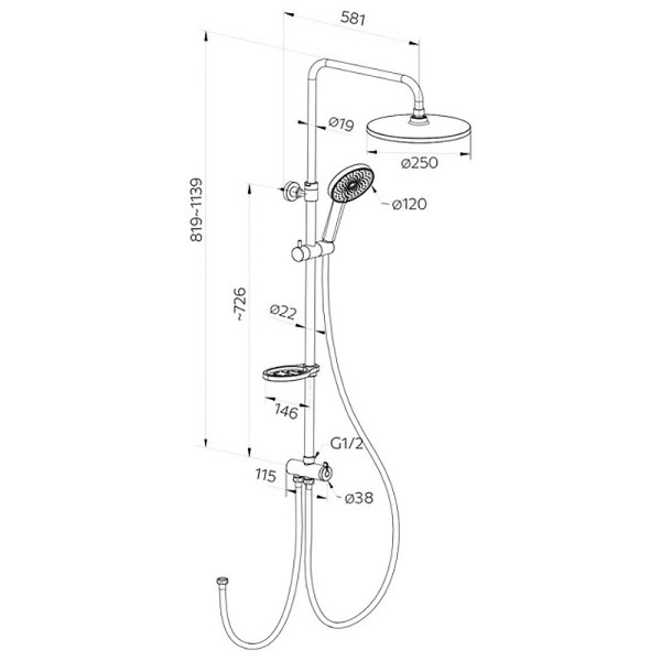 Душевой гарнитур Milardo Ideal Spa черная (ILSBL3FM76)