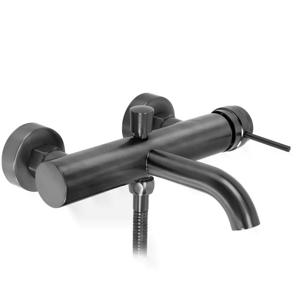 Смеситель для раковины Rea Lungo с душевым комплектом оружейная сталь (REA-B2352)