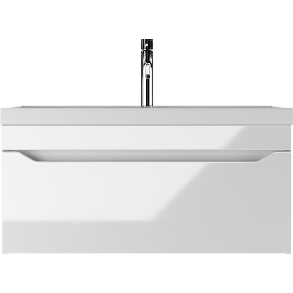 Тумба подвесная под умывальник Bazis 90 Ева с одним ящиком В1 Айсберг Домино (DA5904T)