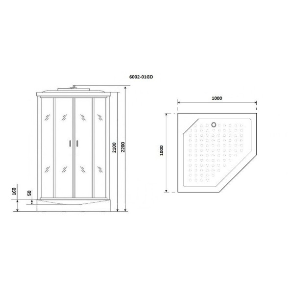 Душевая кабина Niagara с гидромассажем Premium 1000*1000*2200 стекло прозрачное, профиль хром (NG-6002-01GD)
