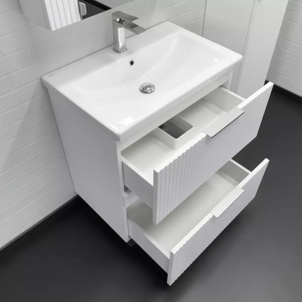 Тумба подвесная с раковиной Comforty Лима 700x450x850 белый матовый (00-00019211)