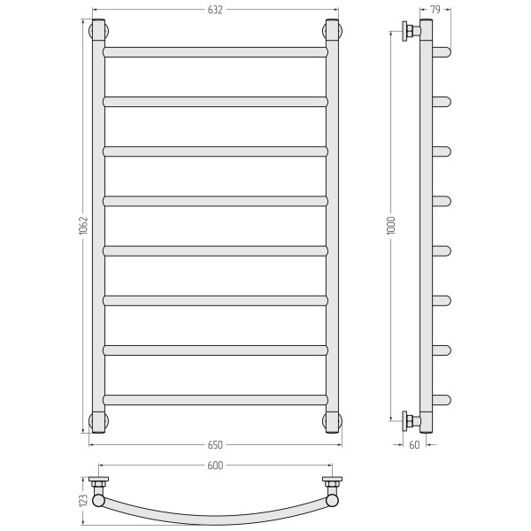 Полотенцесушитель водяной Сунержа Галант 1000x600 матовый черный (31-0200-1060) Полотенцесушитель водяной Сунержа Галант 1000x600 матовый черный (31-0200-1060)