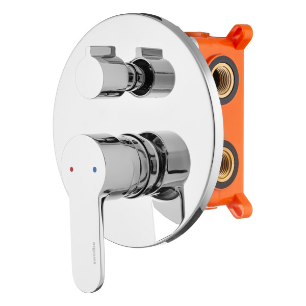 Смеситель для душа Swedbe Platta встраиваемый подключение на 3 выхода в монтажном боксе Swedbe хром (5521) Смеситель для душа Swedbe Platta встраиваемый подключение на 3 выхода в монтажном боксе Swedbe хром (5521)