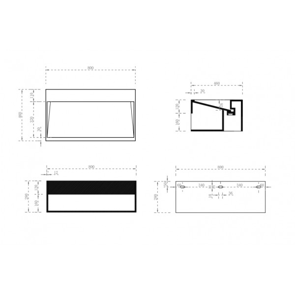 Тумба-раковина подвесная Abber Stein 280x800x480 белая матовая (AS2645-0.8)