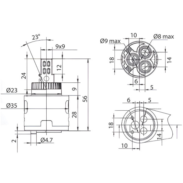 Картридж Melodia для однорук.см. 35мм с экономией воды 2 положения (MKP20805WC)