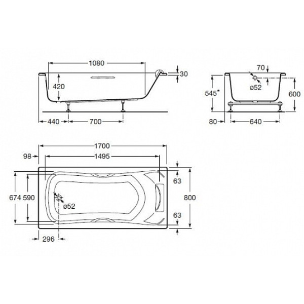 Ванна акриловая Roca Becool 170х80 (ZRU9302852) Ванна акриловая Roca Becool 170х80 (ZRU9302852)