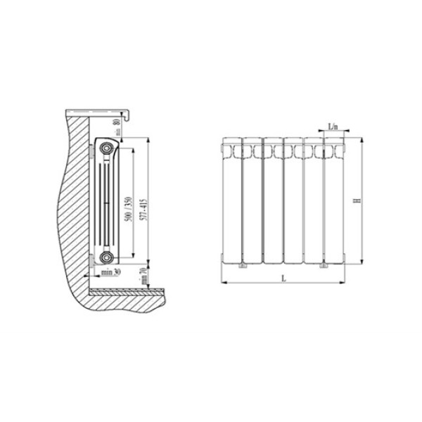 Радиатор биметаллический Rifar Base Ventil R 500 (4 секции, НП прав подкл. 50 мм.) (RB50004VR) Радиатор биметаллический Rifar Base Ventil R 500 (4 секции, НП прав подкл. 50 мм.) (RB50004VR)