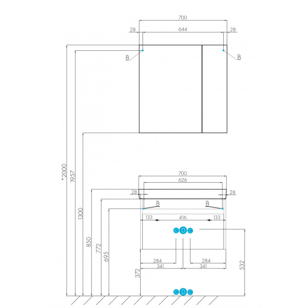 Тумба подвесная Aquaton Марти 682x427x400 белый, дуб эндгрейн (1.A267.5.01M.Y01.0)
