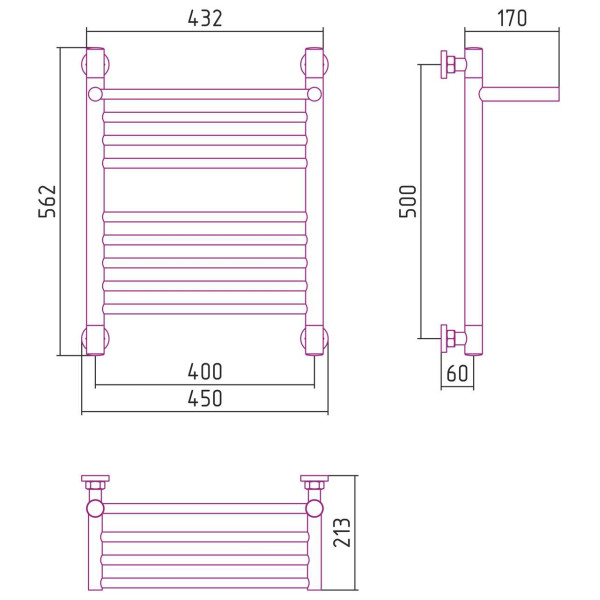 Полотенцесушитель водяной Сунержа Богема с полкой+ 500х400 хром (00-0223-5040)