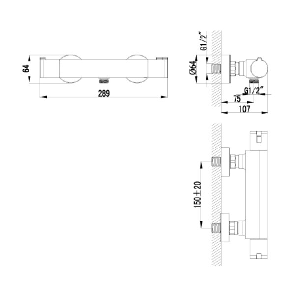 Смеситель термостатический для душа Lemark Yeti (LM7833C) Смеситель термостатический для душа Lemark Yeti (LM7833C)