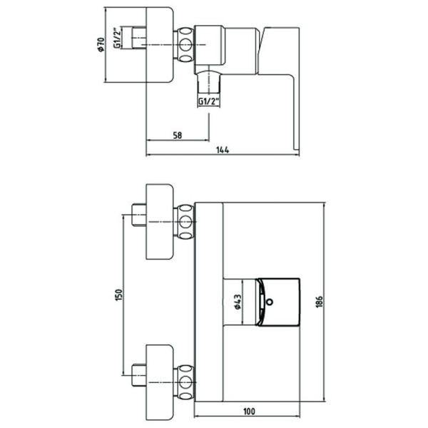 Смеситель для душа E.C.A Nita (102154026EX) Смеситель для душа E.C.A Nita (102154026EX)