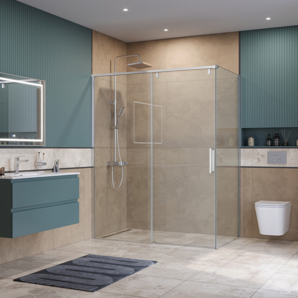 Душевой уголок BelBagno Soft Close-1 150x90x200 стекло прозрачное, профиль хром глянцевый (SOFT_CLOSE-1-AH-1-150/90-C-Cr)