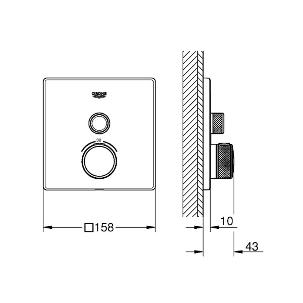Смеситель для душа Grohe Grohtherm SmartControl внешняя часть с термостатом хром (29123000)