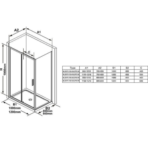 Душевое ограждение Ravak Blix Slim BLSPS-80 80x195 стекло прозрачное, профиль черный (X9BM4030Z1)