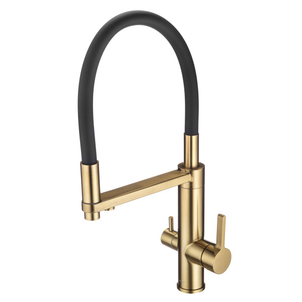 Смеситель для кухни Swedbe Select с каналом для подключения фильтра с гибким изливом золото (8440GO) Смеситель для кухни Swedbe Select с каналом для подключения фильтра с гибким изливом золото (8440GO)