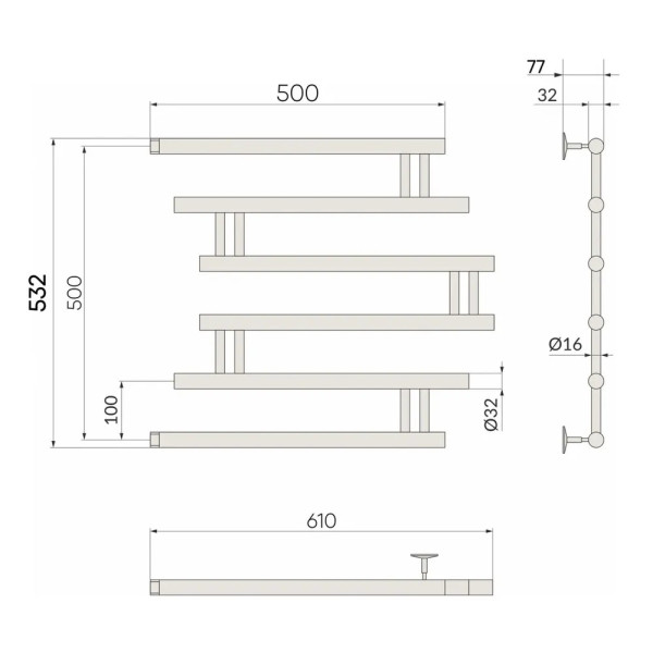 Полотенцесушитель водяной Indigo Фокстрот Zip 690x600 graphite metallic (FZW50-50GFM) Полотенцесушитель водяной Indigo Фокстрот Zip 690x600 graphite metallic (FZW50-50GFM)